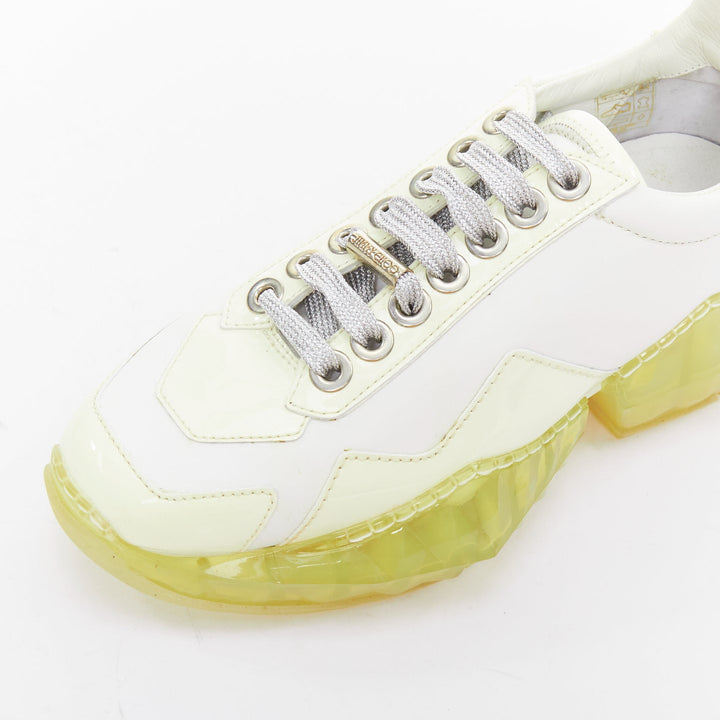 JIMMY CHOO Diamond white mint green jelly sole dad sneakers EU35.5