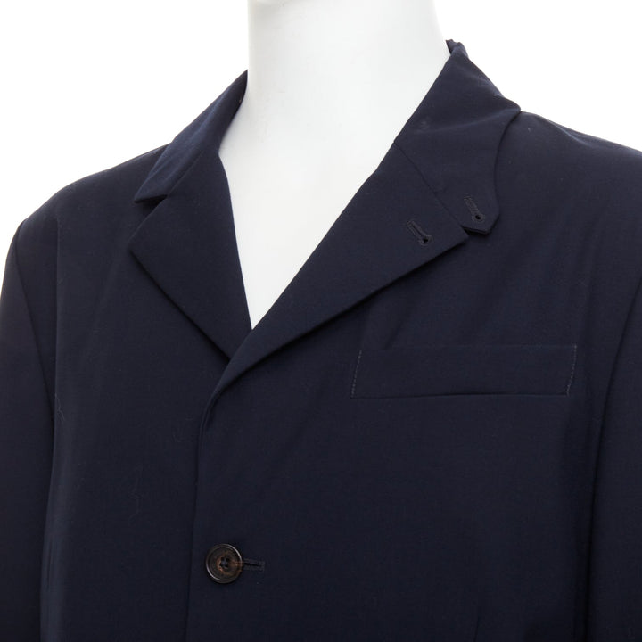 RALPH LAUREN Purple Label navy twill 3 flap pockets double vent coat XL