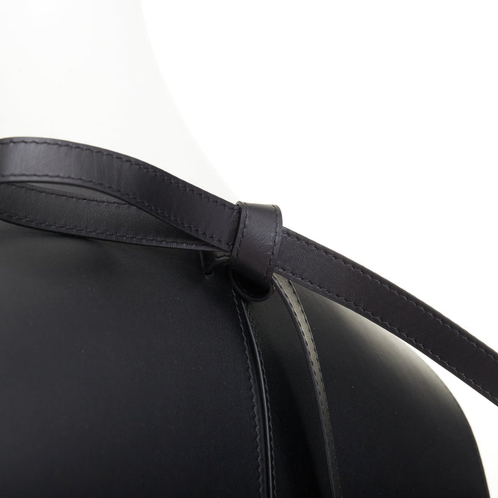 LOEWE 2020 Runway black calfskin leather side tie tabard plastron vest