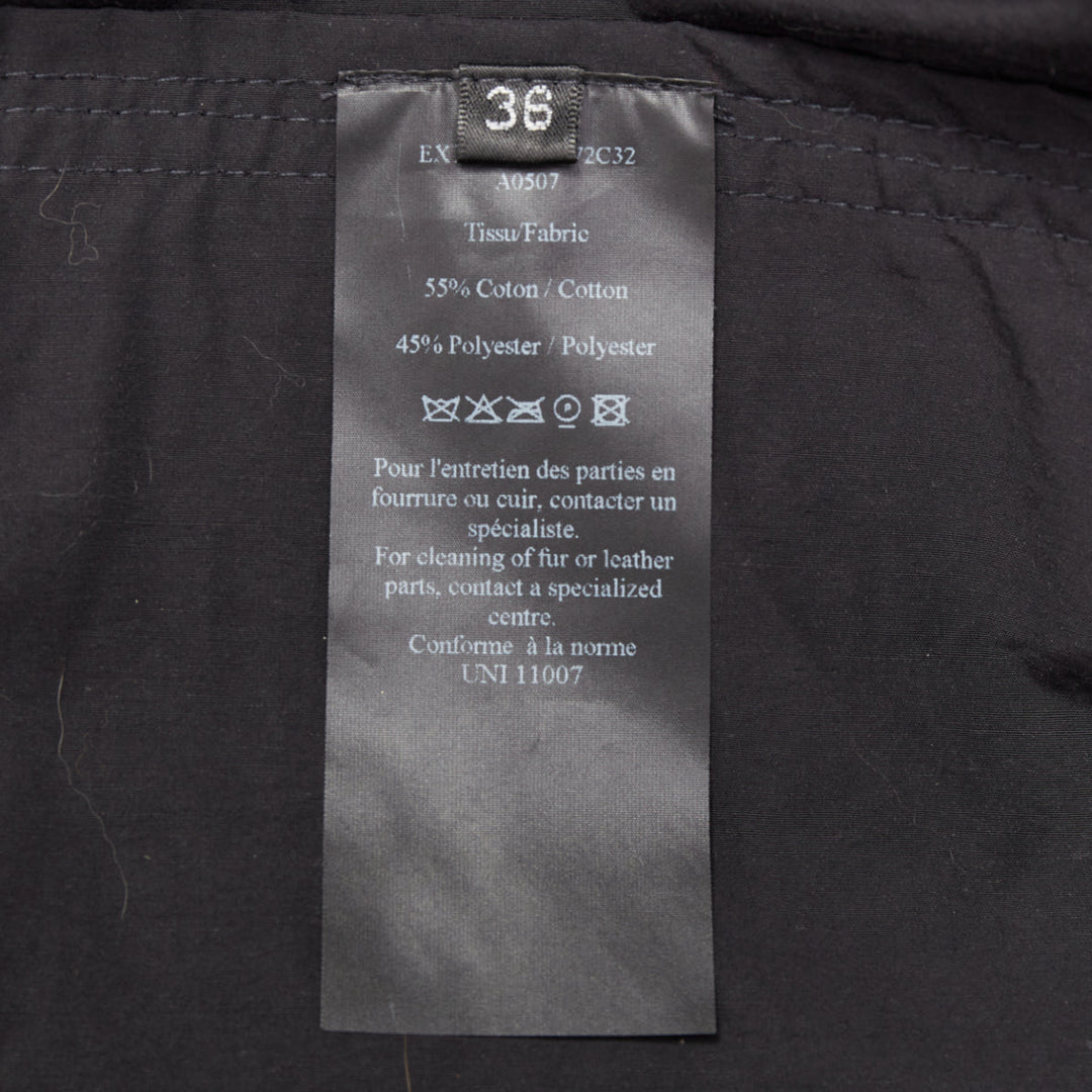 Black cotton detachable multicolour fox fur lined parka coat IT36 XXS