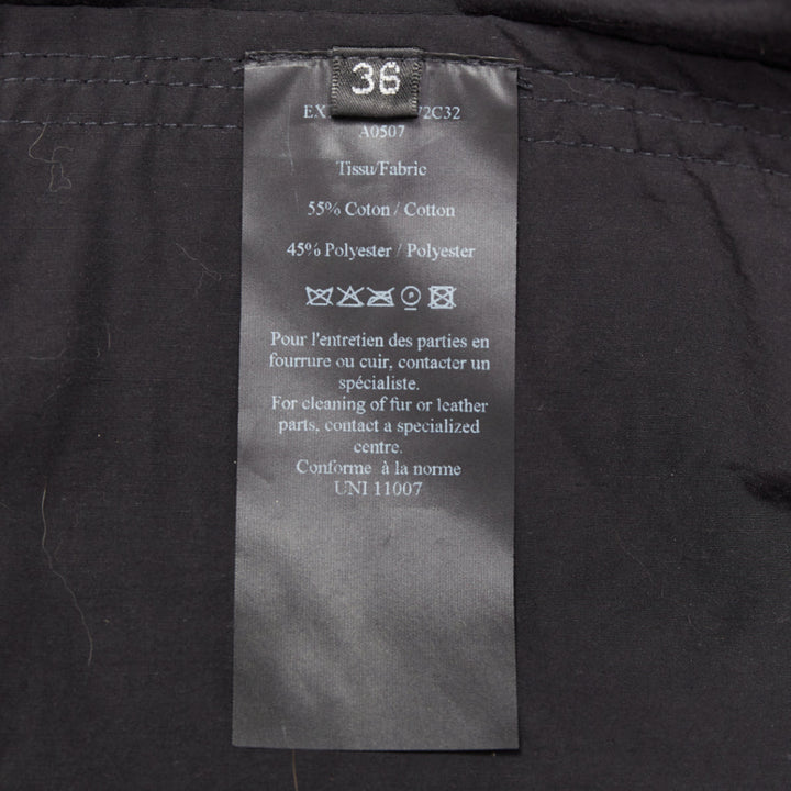 Black cotton detachable multicolour fox fur lined parka coat IT36 XXS