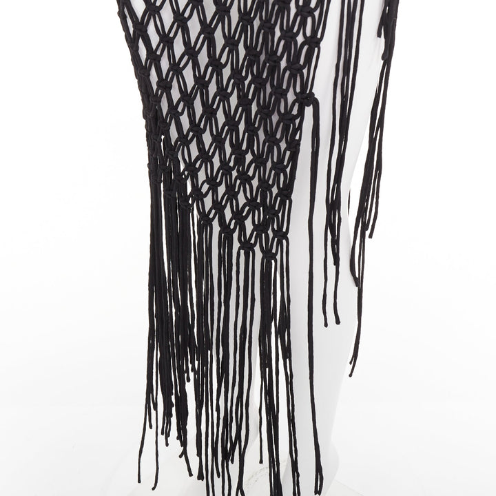 rare DRIES VAN NOTEN 2023 Runway handmade Macrame woven fringe tie skirt
