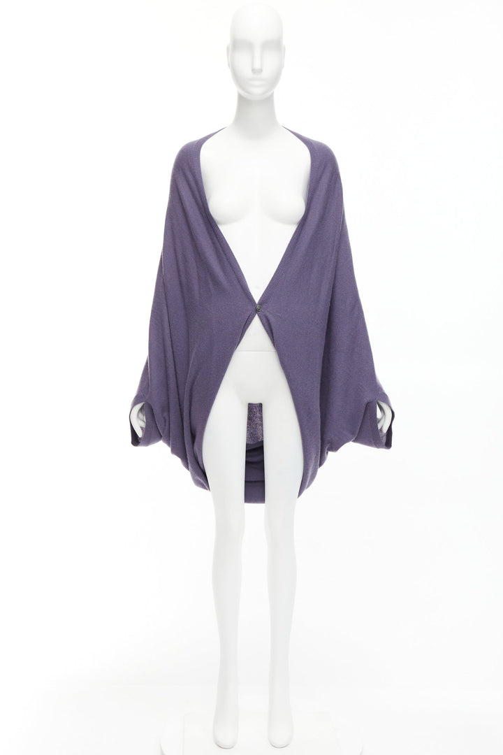TSE 100% pure cashmere purple low cut batwing shawl cardigan