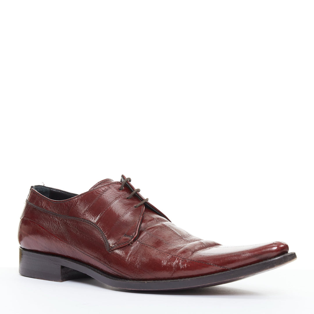 DOLCE GABBANA burgundy leather curled toe brogue shoes UK6 EU40