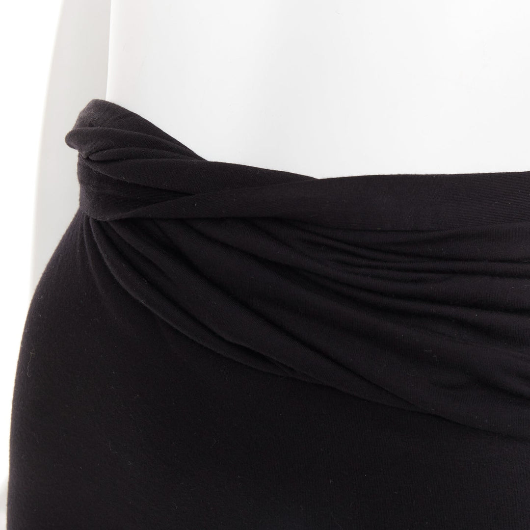 GIVENCHY black twist draped waist jersey high pencil midi skirt XS