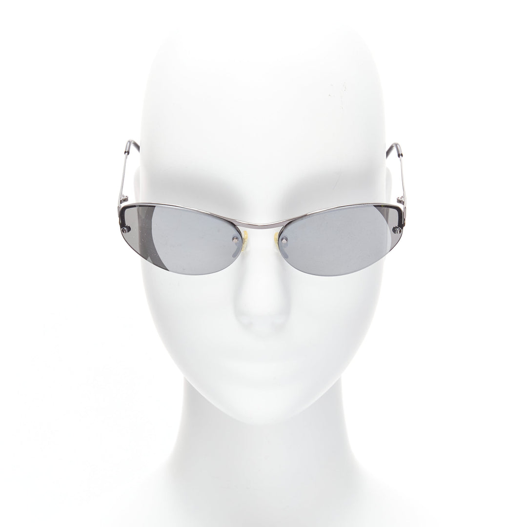 VERSACE N17 89M/247 Greca leg grey lens futuristic oval sunglasses