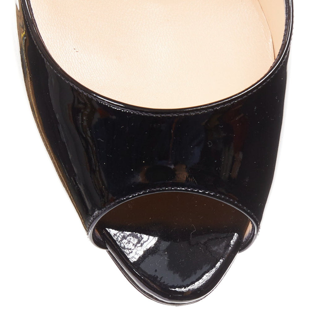 CHRISTIAN LOUBOUTIN You You 85 black patent leather peep toe heels EU37.5