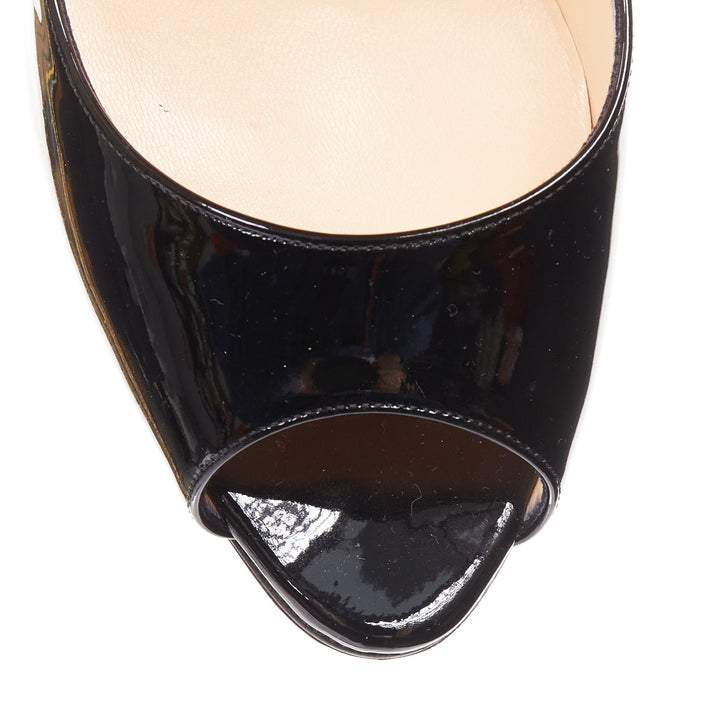 CHRISTIAN LOUBOUTIN You You 85 black patent leather peep toe heels EU37.5