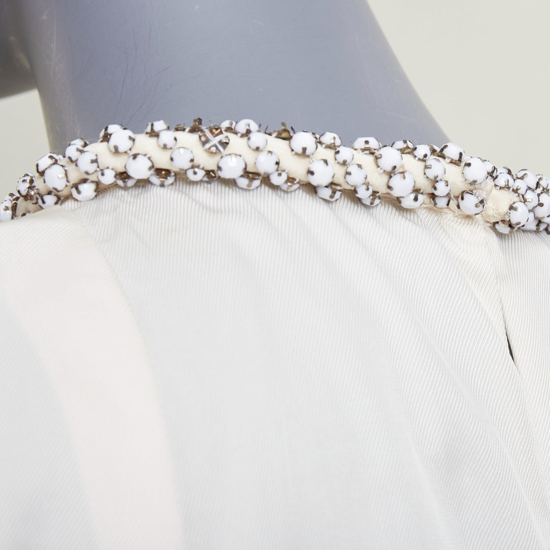 STELLA MCCARTNEY Falabella off white crepe white beaded collar blouse IT38 XS