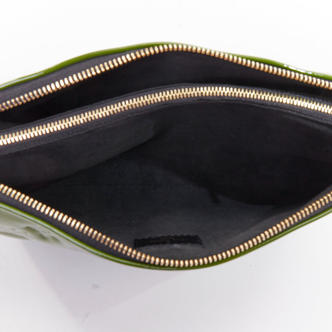 LOUIS VUITTON 2022 Coussin PM green patent monogram embossed trio crossbody bag