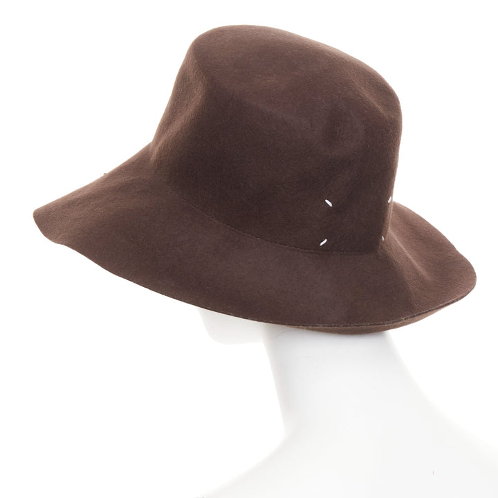 MAISON MARGIELA Line 10 brown wool felt wide brim casual floppy hat L