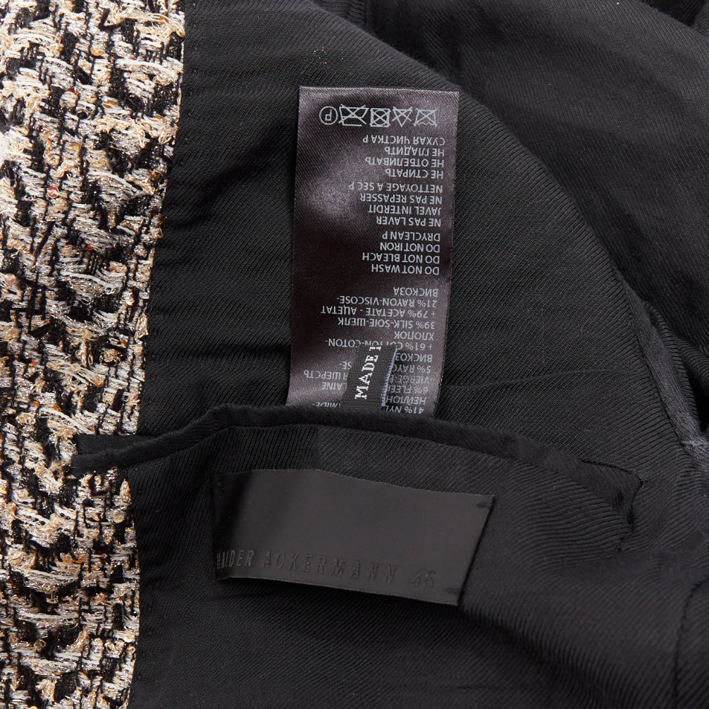 HAIDER ACKERMANN metallic gold chevron tweed shawl collar blazer jacket FR48 M