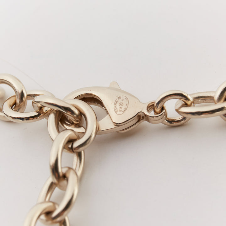 CHANEL B18A black yellow blue glassbead gold hardware CC charm collar necklace