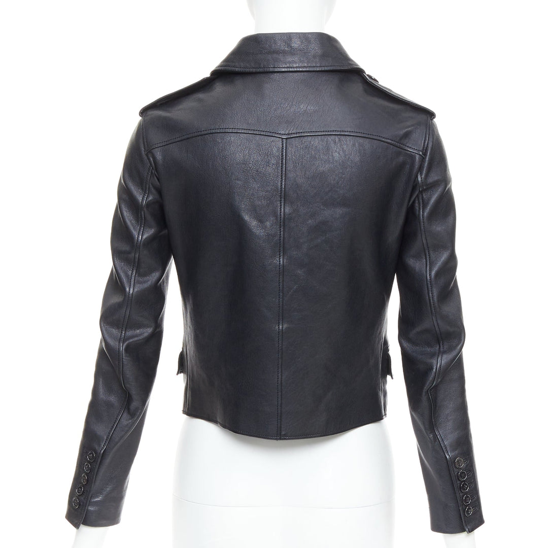 SAINT LAURENT Hedi Slimane 2014 black cropped smoking spencer jacket FR36 S