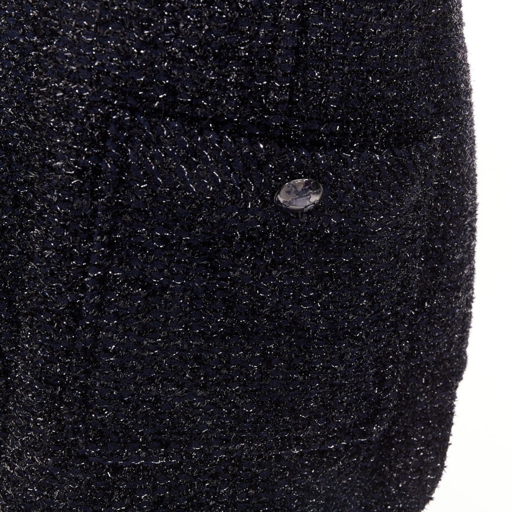 CHANEL 2013 shimmery lurex metallic knit scoop neck pocket shift dress FR40 M