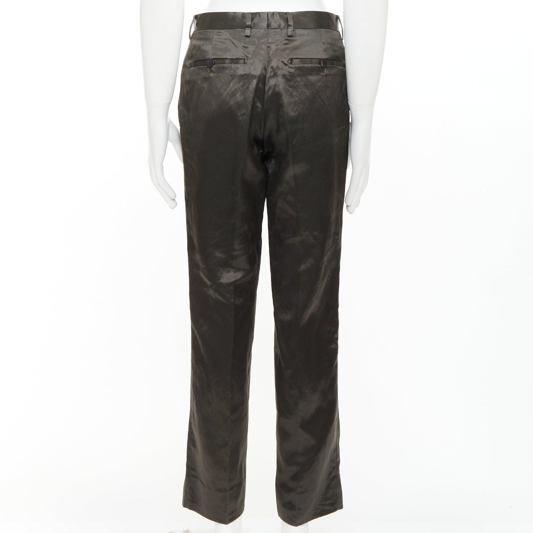 LANVIN bronze cupro blend silky high waist cropped dress wide pants FR46 S