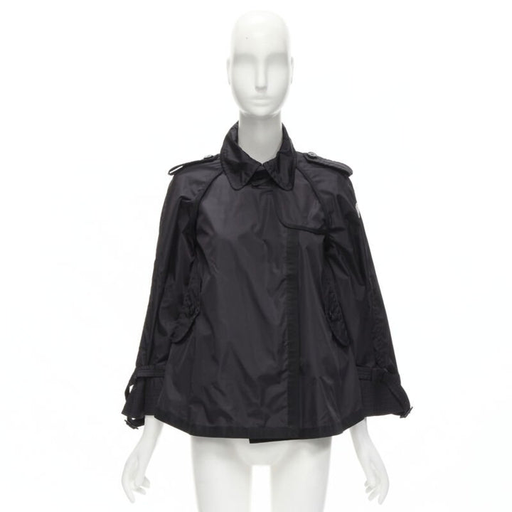 MONCLER Yukiko Giubbotto black snap buttons collared windbreaker poncho Sz.0 XS
