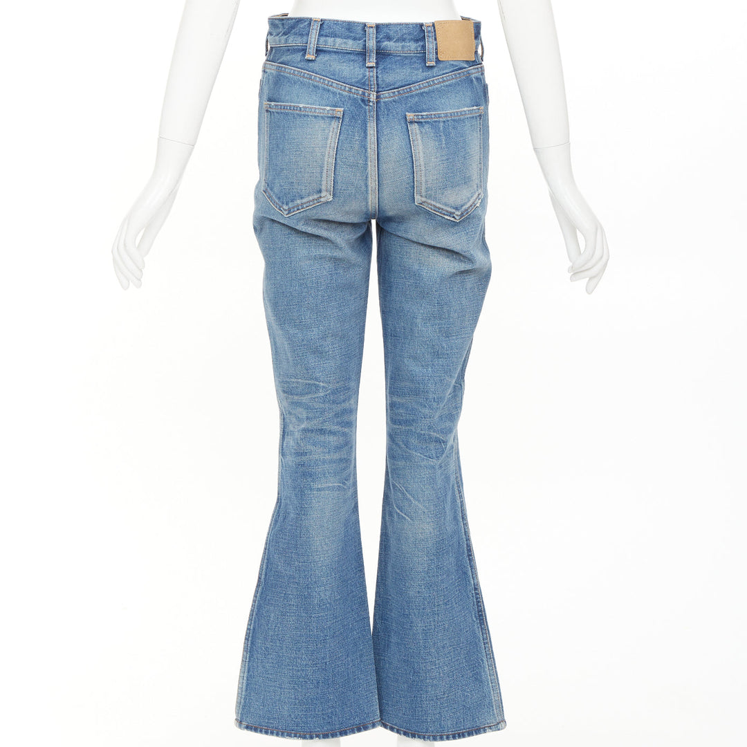 CELINE W_FL_002 N276 930F 07UW blue patch pockets front flare cropped jeans 26"