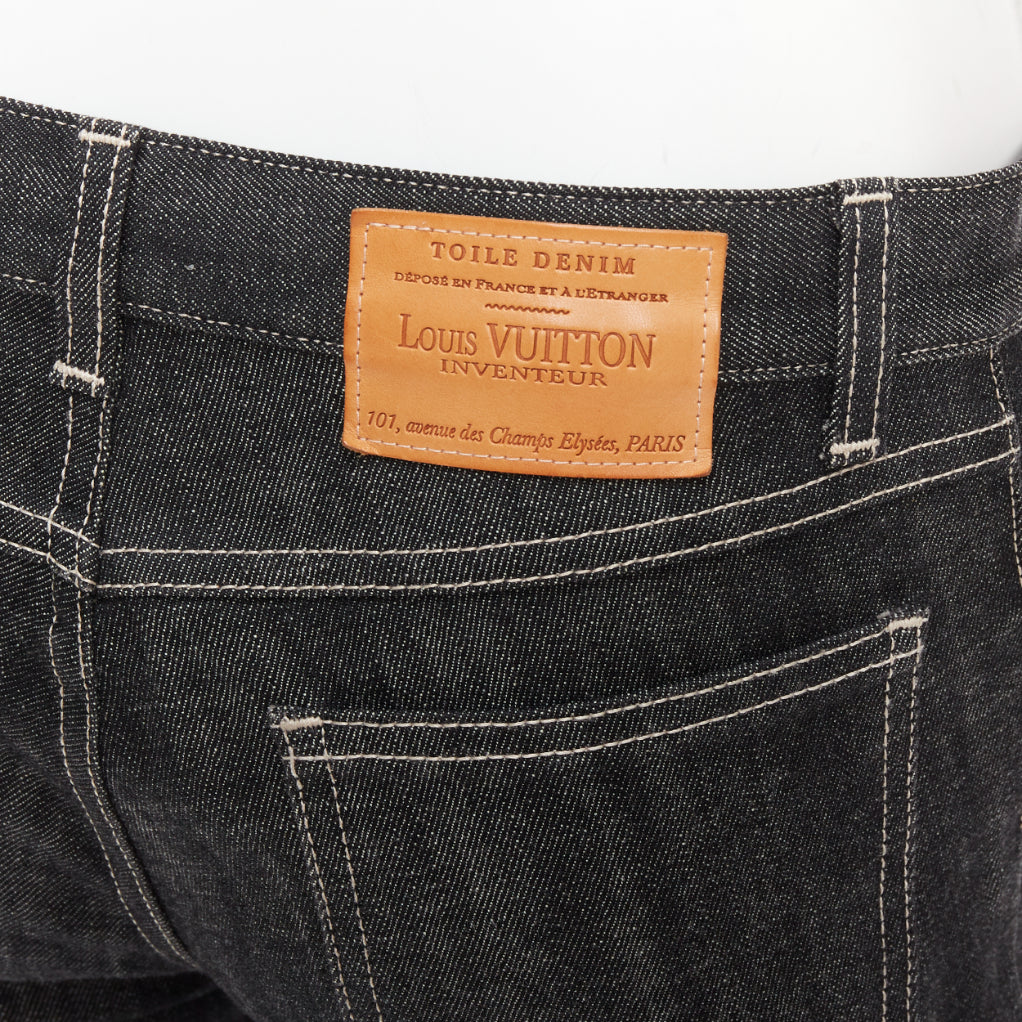 LOUIS VUITTON Inventeur toile denim grey logo bootcut jeans FR36 S