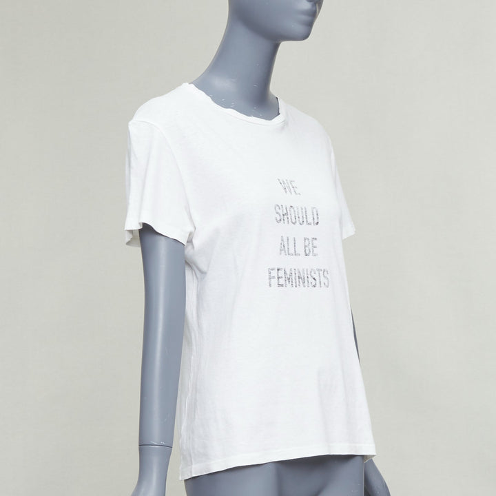 CHRISTIAN DIOR We Should All Be Feminists print white tshirt S Rihanna