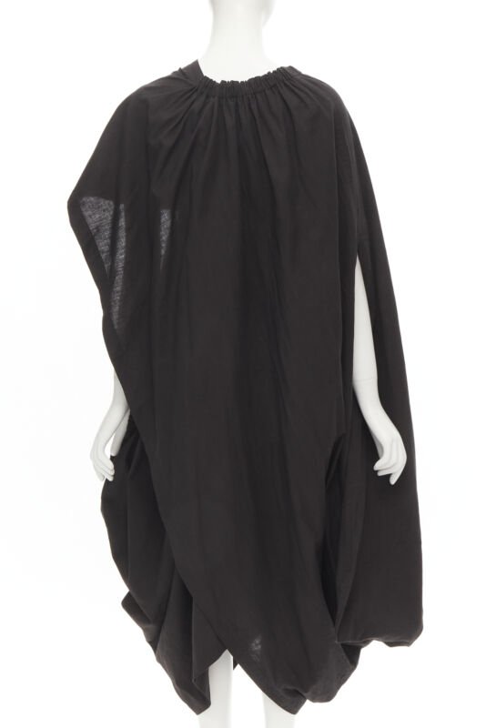 COMME DES GARCONS 1980's Vintage black washed asymmetric draped cocoon dress