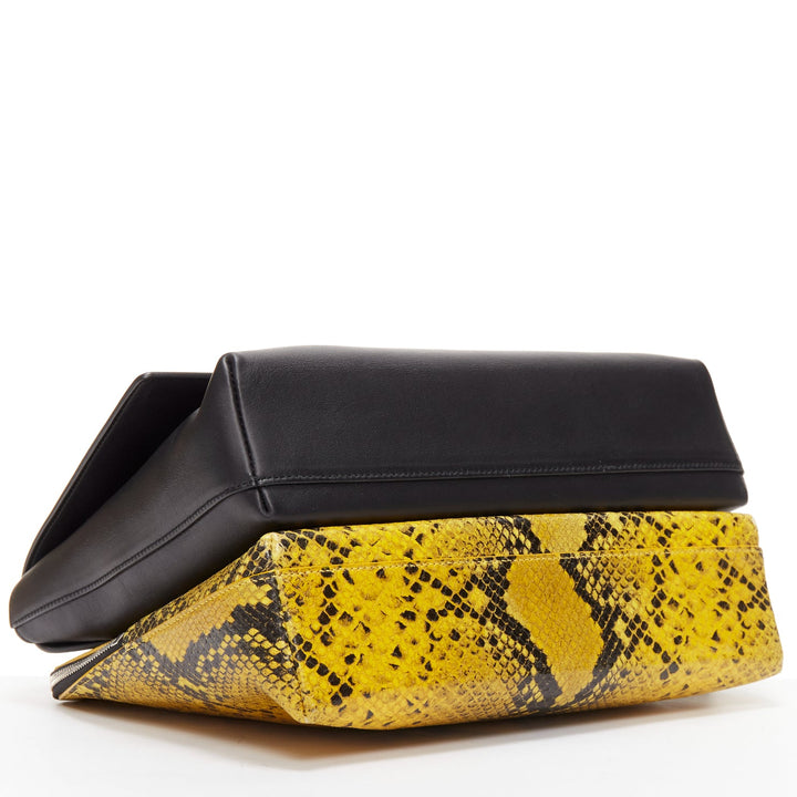 CHRISTOPHER KANE Dual black yellow scaled leather plastic strap reversible bag