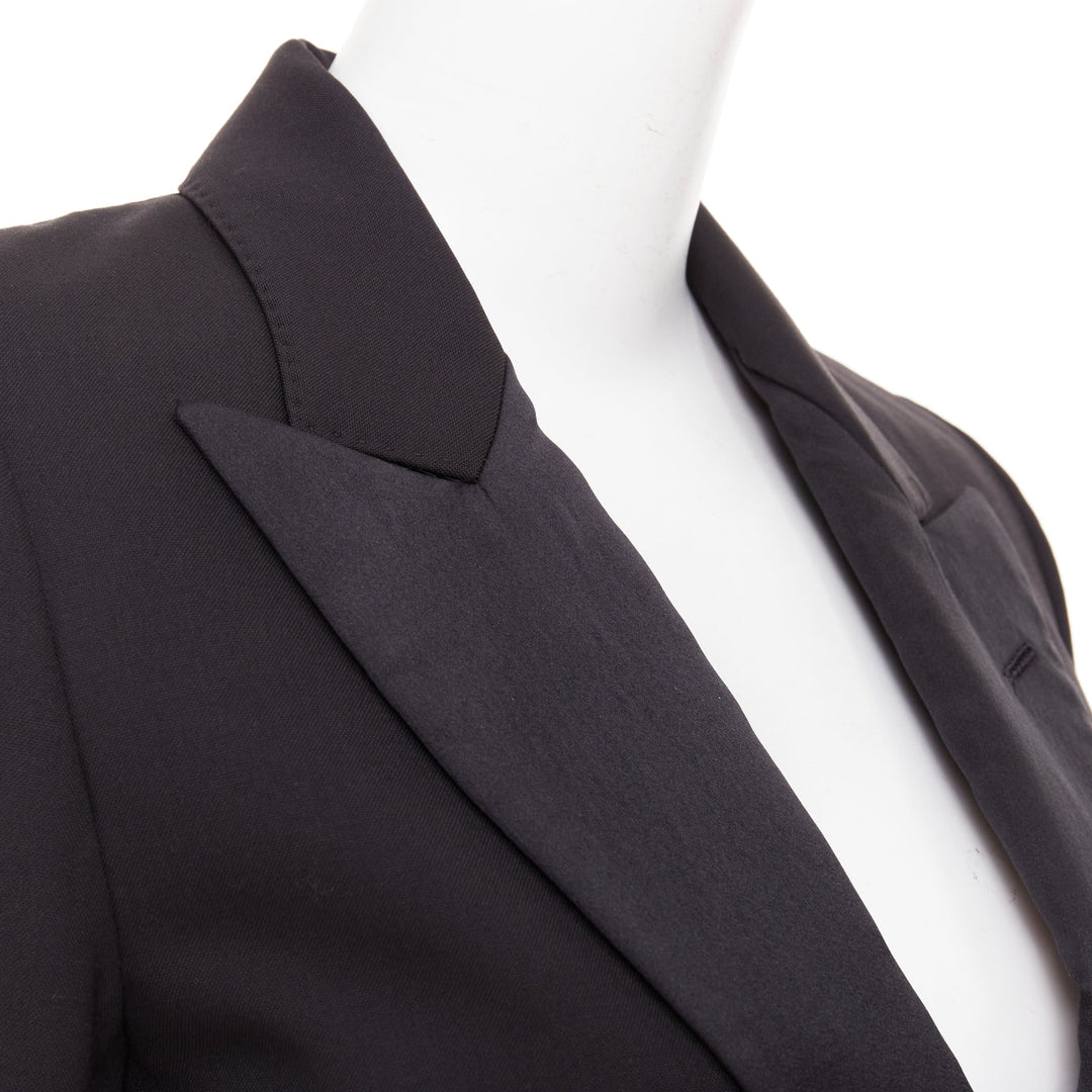 TOM FORD black virgin wool silk peak lapel  tuxedo blazer IT36 XXS