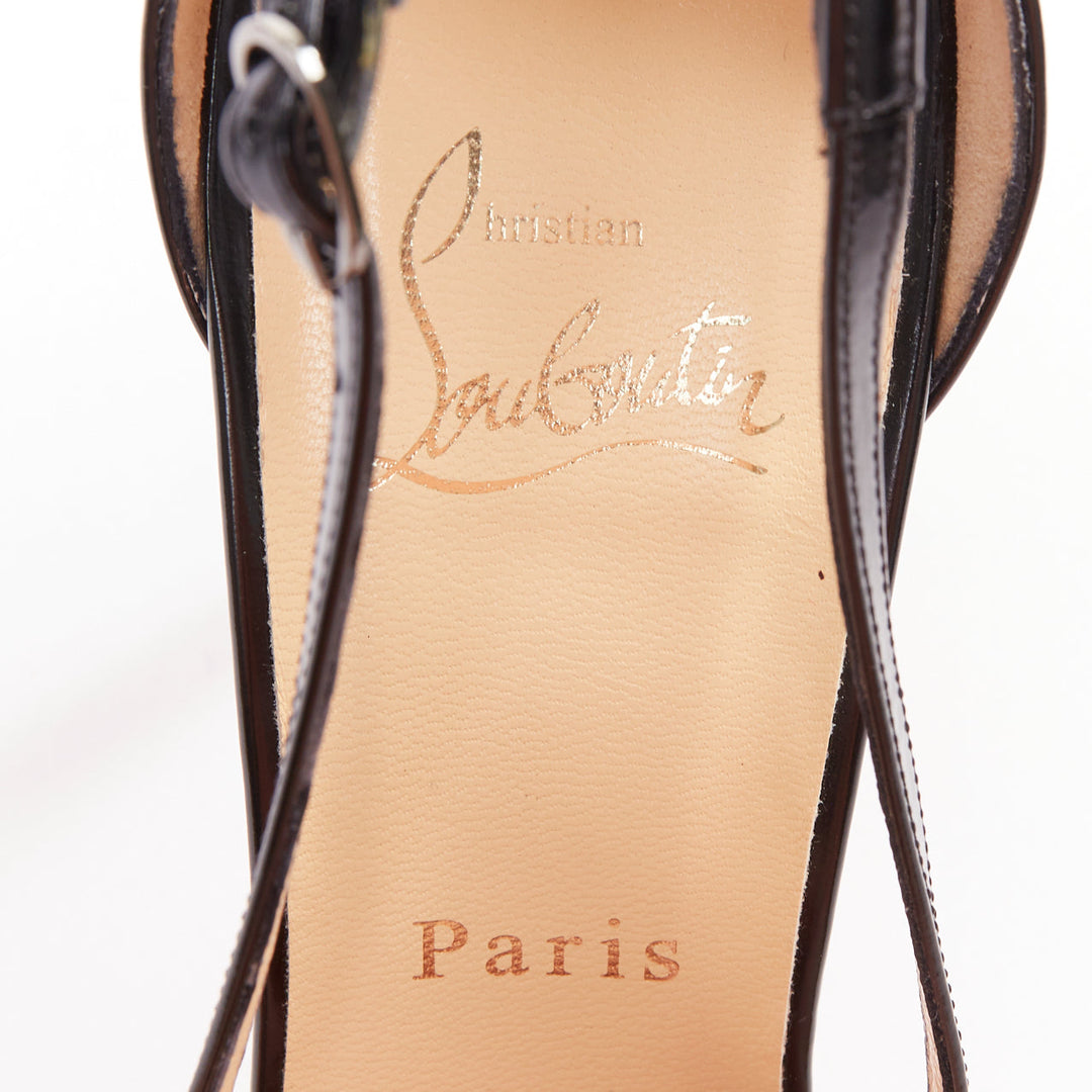 CHRISTIAN LOUBOUTIN Crosspiga 100 Jazz Calf black criss cross point pumps EU37.5