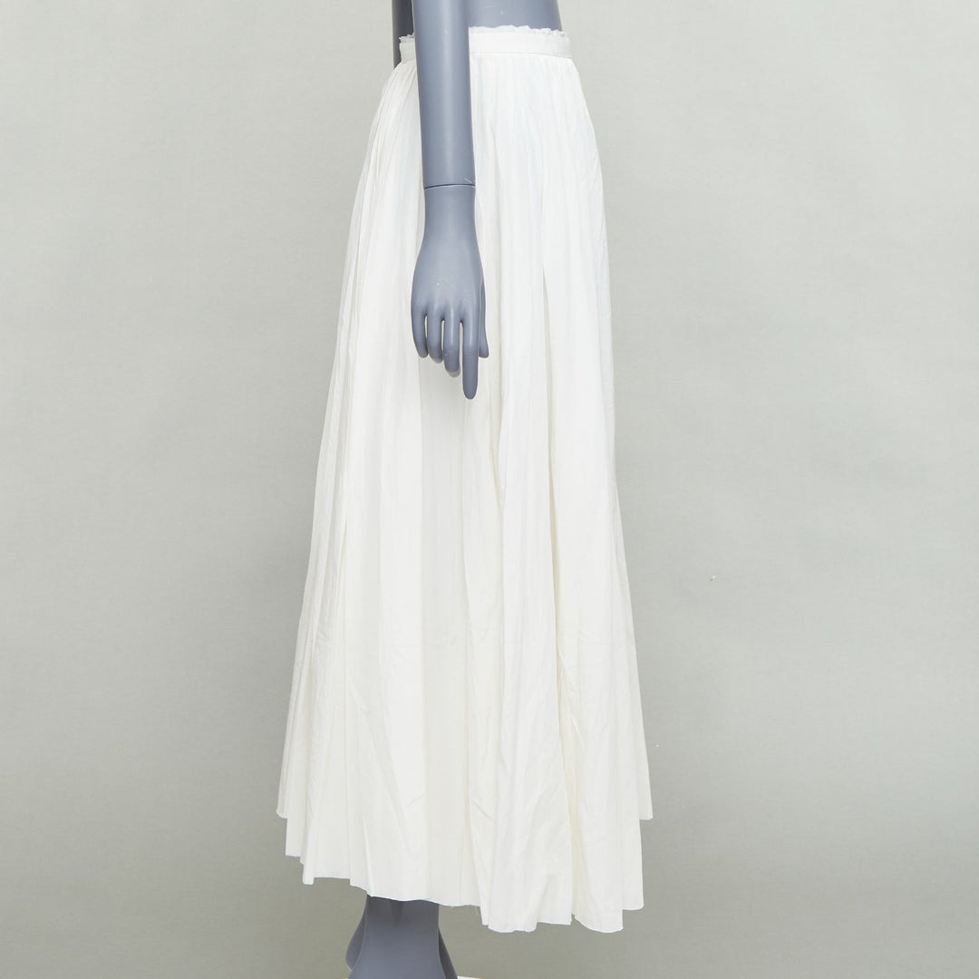 BOY BAND OF OUTSIDER white silk cotton pleated midi skirt US0 XS