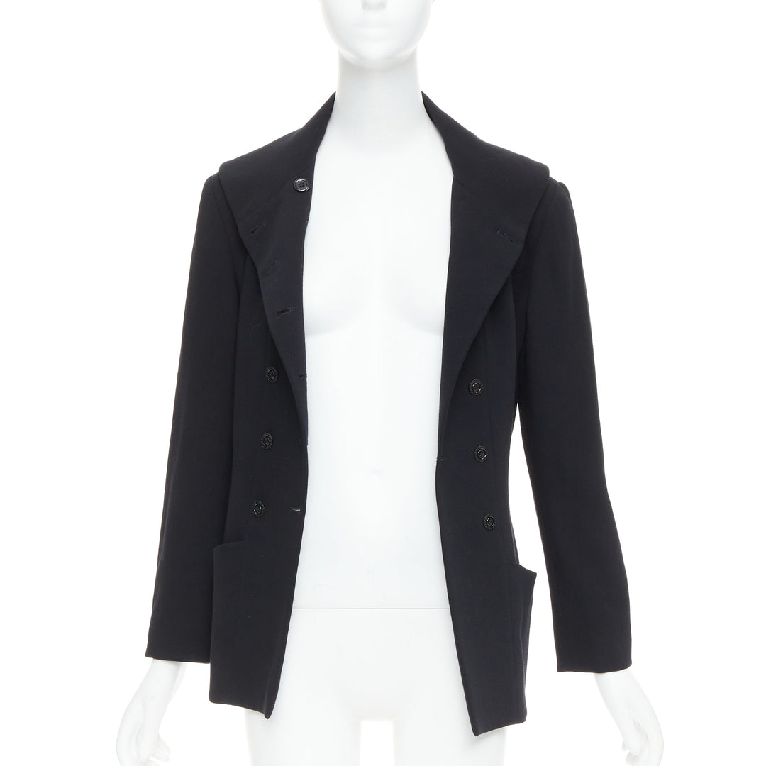 KARL LAGERFELD Vintage black wool shawl collar double breasetd blazer FR38 M