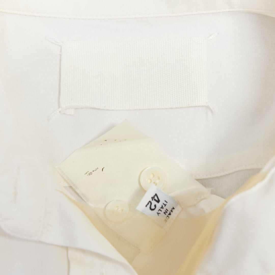 MAISON MARGIELA Vintage white nude sheer panel deconstructed shirt blouse IT42 M