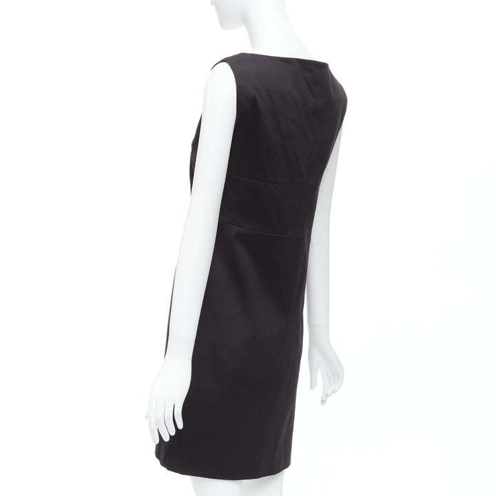 GUCCI 2007 black cotton origami pleat square neckline shift dress IT40 S