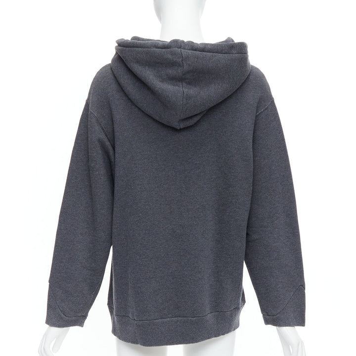 CELINE Hedi Slimane grey 100% cotton gold lurex embroidery hoodie sweatshirt L