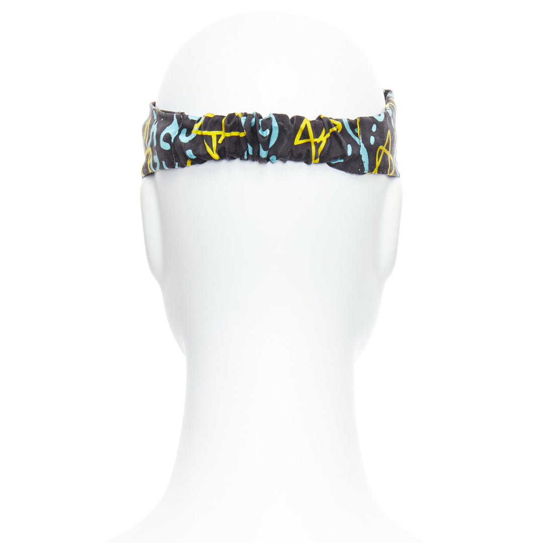 GUCCI Ghost 100% silk graffiti star monogram print twist headband