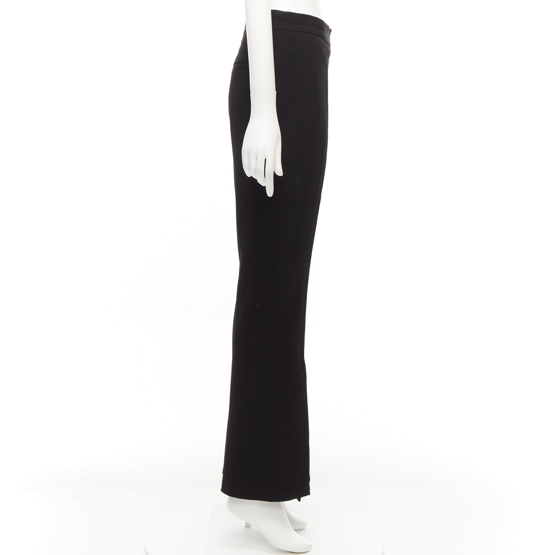 MARNI black front pleat slit hem minimal side zip flare trousers IT42 M