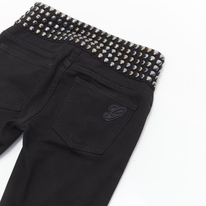 GUCCI silver dome stud embellishment waist black denim jeans IT36 XS