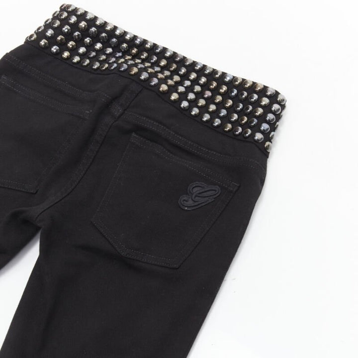 GUCCI silver dome stud embellishment waist black denim jeans IT36 XS