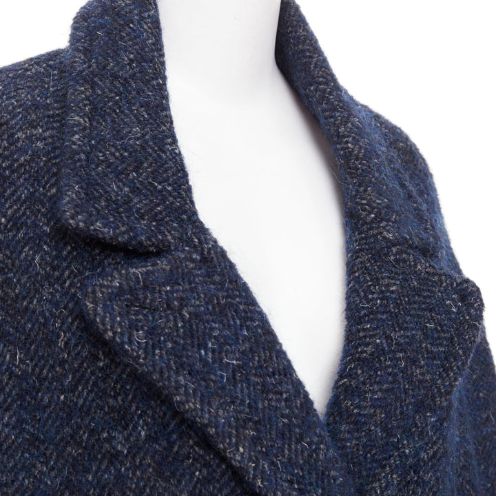 ISABEL MARANT ETOILE 2017 Osbert navy herringbone tweed collared coat FR36 S