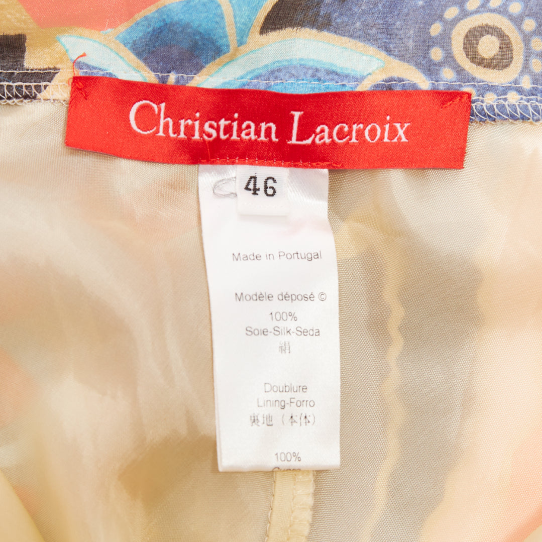 CHRISTIAN LACROIX Vintage abstract paisley print silk halter dress FR46 3XL