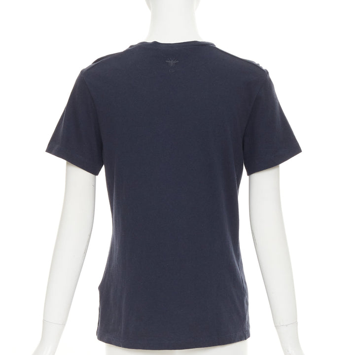 DIOR 2017 Feminist Definition navy cotton linen washed effect tshirt S