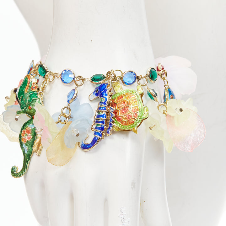 ERICKSON BEAMON colorful flower sea creatures crystal acrylic bracelet