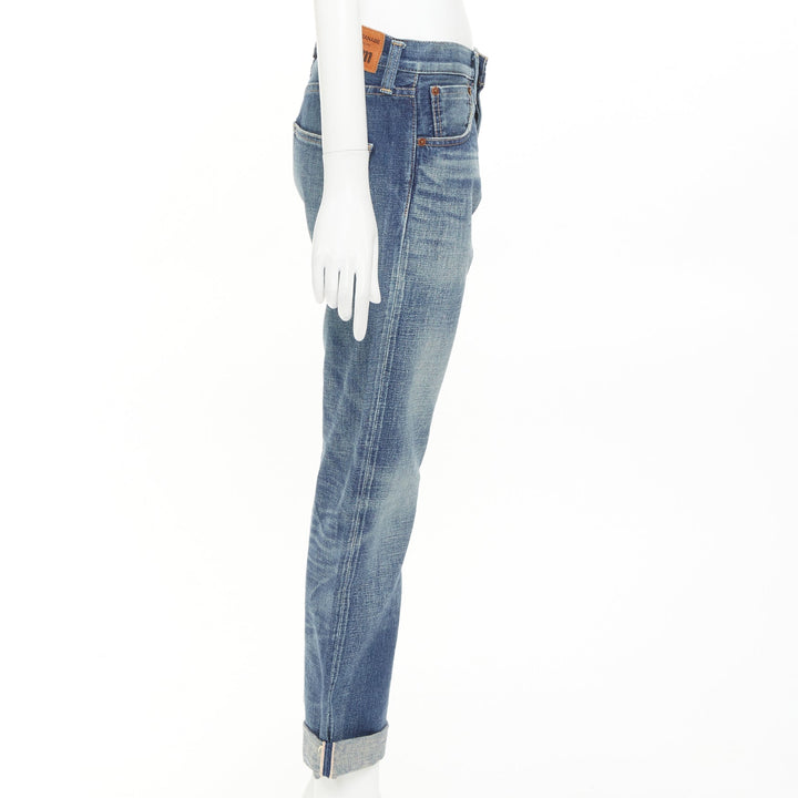 JUNYA WATANABE Denim 2013 blue selvedge denim rolled cropped wide leg jeans S