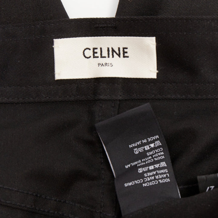 CELINE black cotton twill patch pocket mid waist straight leg cropped pants 27"