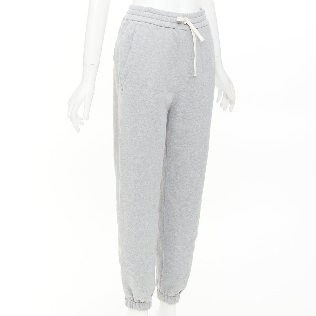 MIU MIU 2023 light grey cotton jersey logo applique back jogger pants IT40 S