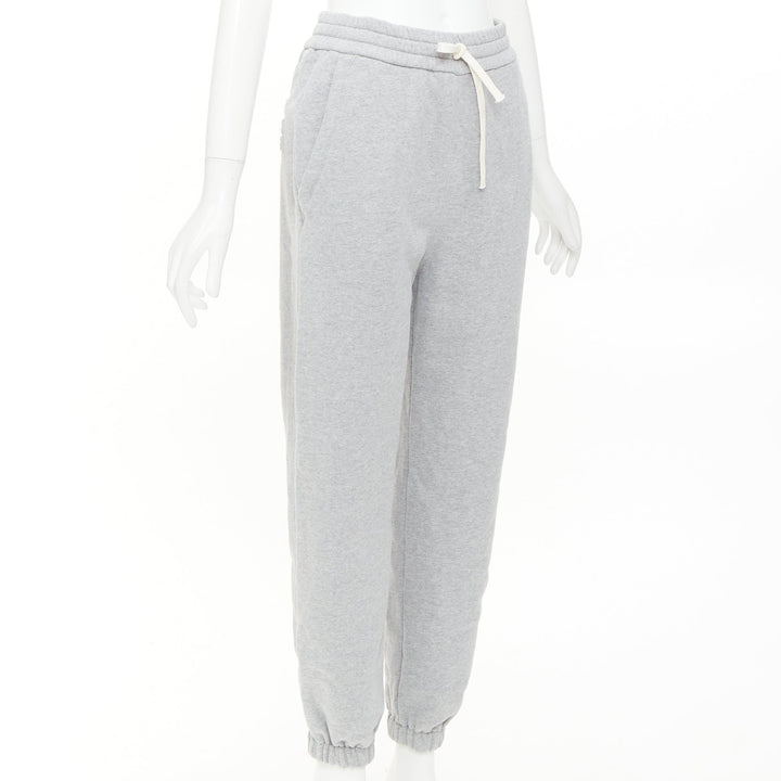 MIU MIU 2023 light grey cotton jersey logo applique back jogger pants IT40 S