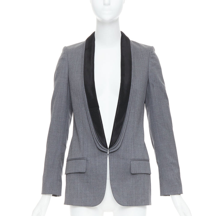 STELLA MCCARTNEY 2011 grey 100% wool triple layer lapel blazer IT36 XXS