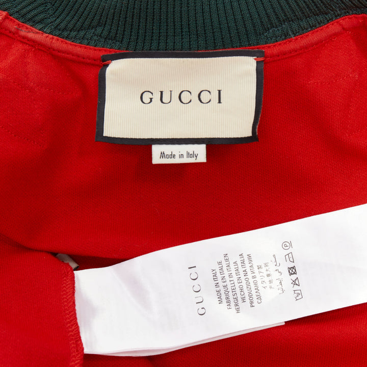 GUCCI 2017 red pink flower embroidery applique web ruffle zip track jacket XS