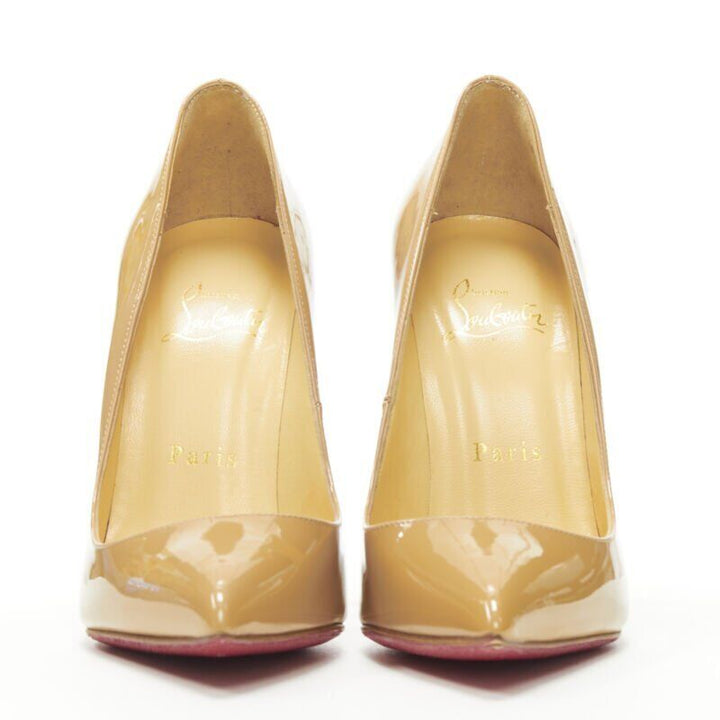 CHRISTIAN LOUBOUTIN Pigalle 120 nude patent leather pointy stiletto pigalle EU36