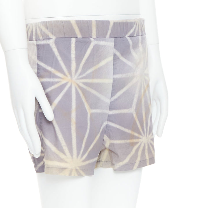 MARNI light purple cream abstract print elastic shorts IT46 S