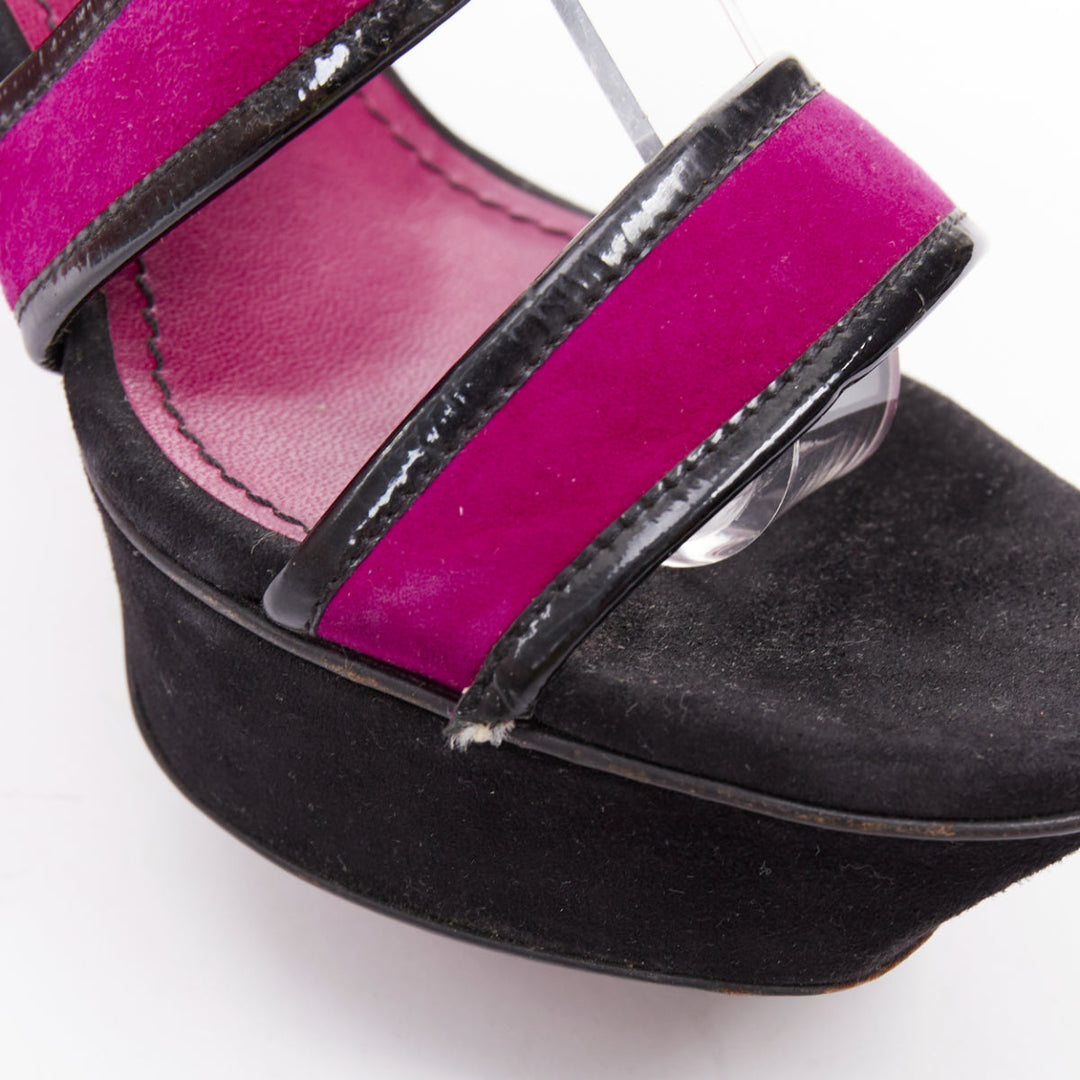 YVES SAINT LAURENT Vintage purple suede black platform slip on mule sandals EU40